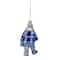 Busy Santa USPS "Priority Mail" Carrier Glass Christmas Ornament - 6" - Blue